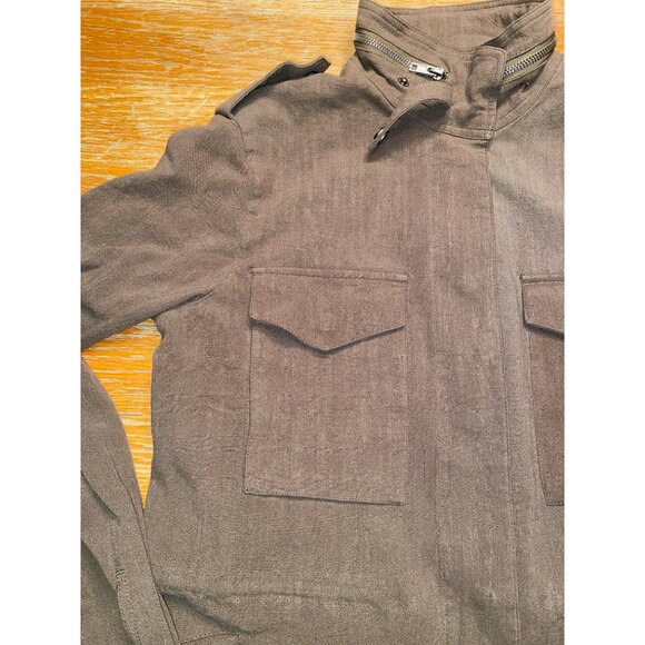 Thread & Supply Brown Military Style Jacket With Button & Zipper Closure Size Me - Picture 3 of 7